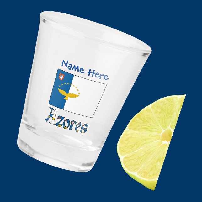 Verre A Shot Personnalisation Bleu Drapeau Azores Azoréen  (Créateur téléchargé)