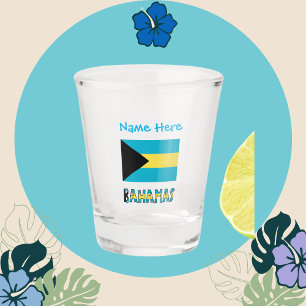 Verre A Shot Personnalisation Bleue Bahamas et Drapeau Bahamien