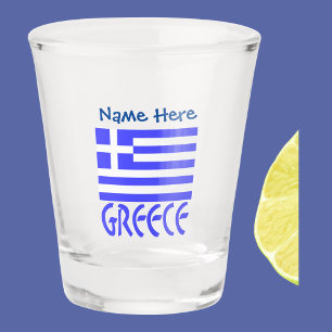 Verre A Shot Personnalisation bleue de la Grèce et du drapeau g