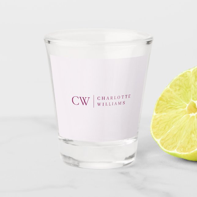 Verre à Shot Personnalisé avec Monogramme Rose (Devant)