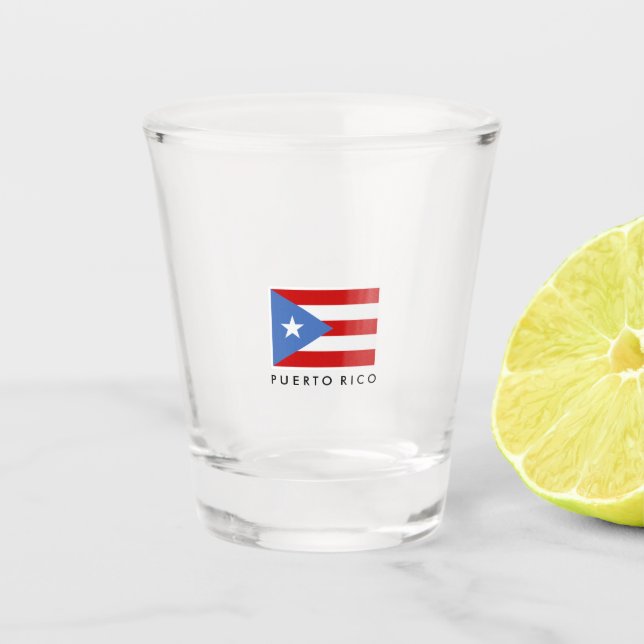 Verre A Shot Personnalisé, drapeau de Porto Rico (Devant)