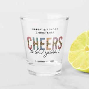 Verre A Shot Personnalisé Moderne 60e Anniversaire Leopard Typo