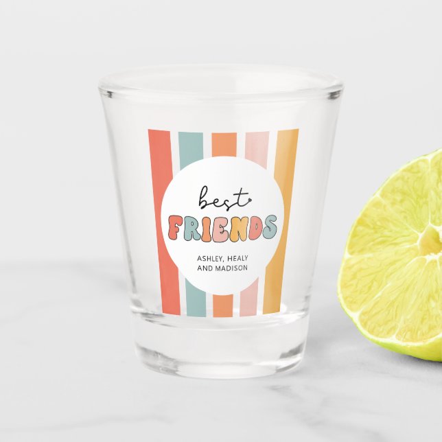 Verre A Shot Personnalisé Retro Meilleurs Amis BFFs Mete Bestie (Devant)