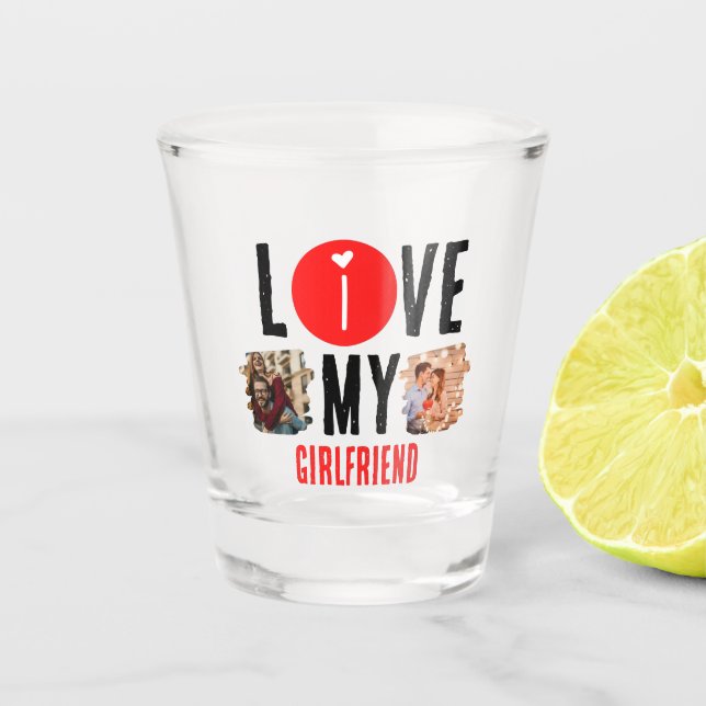 Verre A Shot Personnalisé Unique 2 photo Collage I Love My Girl (Devant)