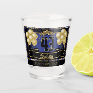 Verre A Shot Personnalisée Bonne fête d'anniversaire - Bleu fon