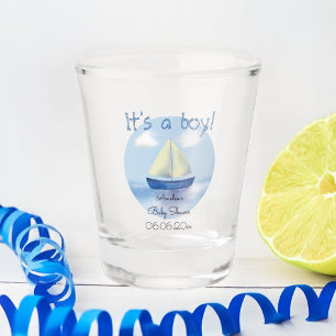 Verre A Shot Petit Baby shower Blue Sailboat Boys
