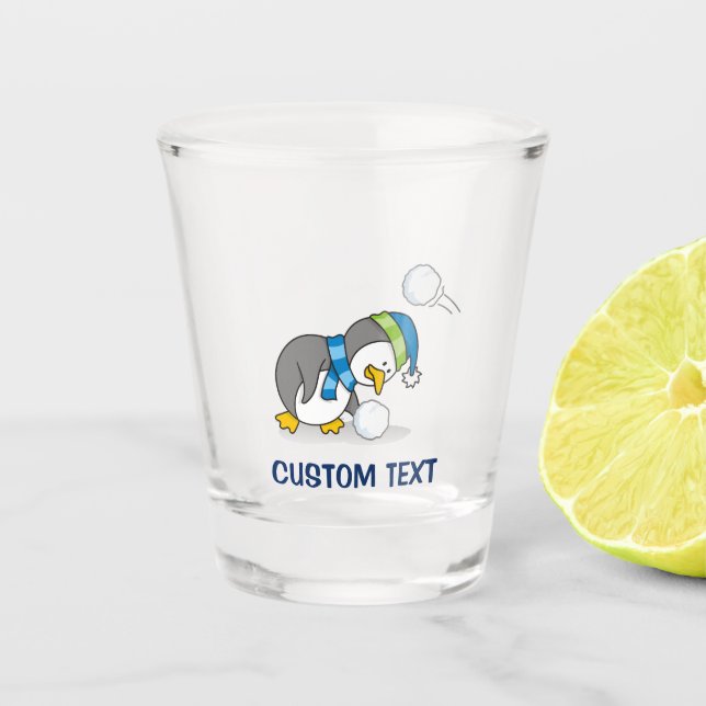 Verre A Shot Petit manchot obtenant une boule de neige (Devant)