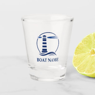 Verre A Shot Phare classique nautique avec votre nom de bateau
