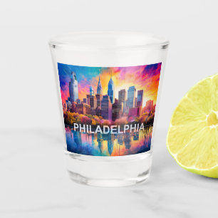 Verre A Shot Philadelphie Skyline Abstrait Coloré