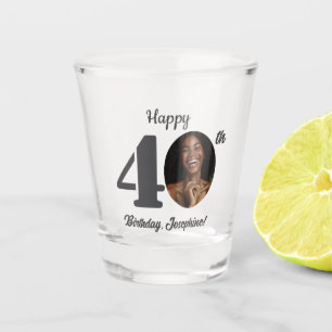 Verre A Shot Photo d'anniversaire 40 ans gras et heureux