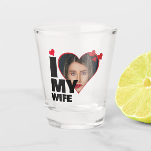 Verre A Shot Photo de cœur personnalisé J'aime ma femme