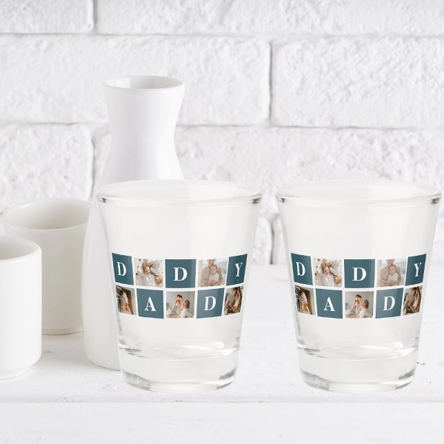 Verre A Shot Photo et cadeaux de papa vert et de collage modern (Créateur téléchargé)