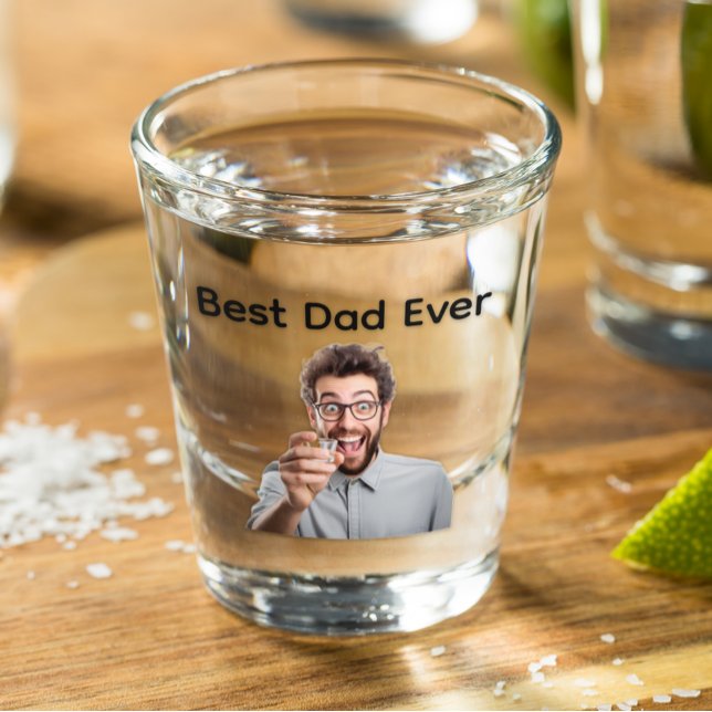 Verre A Shot Photo personnalisé Meilleur Papa Fête des pères (Créateur téléchargé)