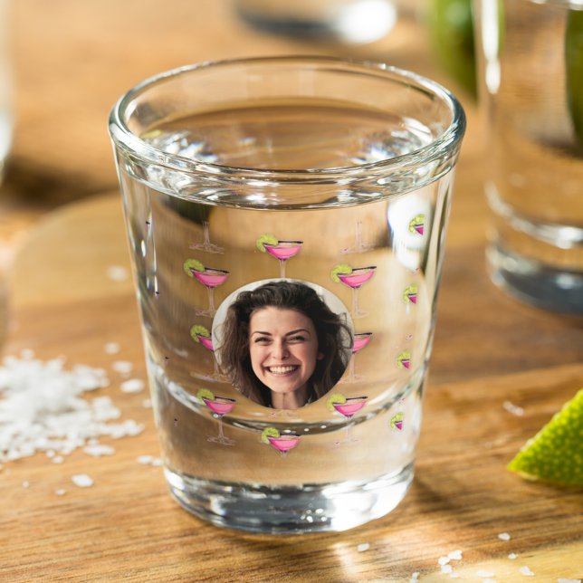 Verre A Shot Photo personnalisé visage & cocktail | Rose person (Créateur téléchargé)
