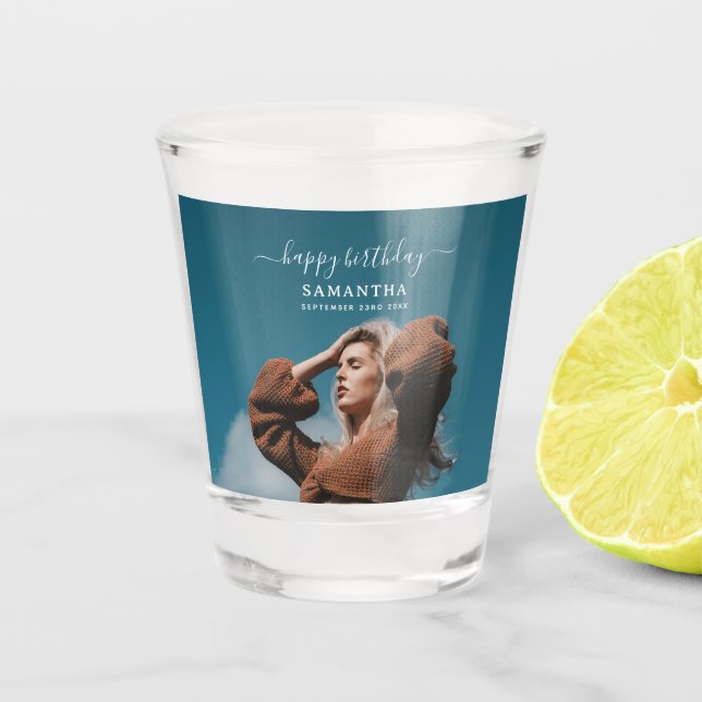 Verre A Shot Photo personnalisée Selfie fête d'anniversaire pho (Devant)