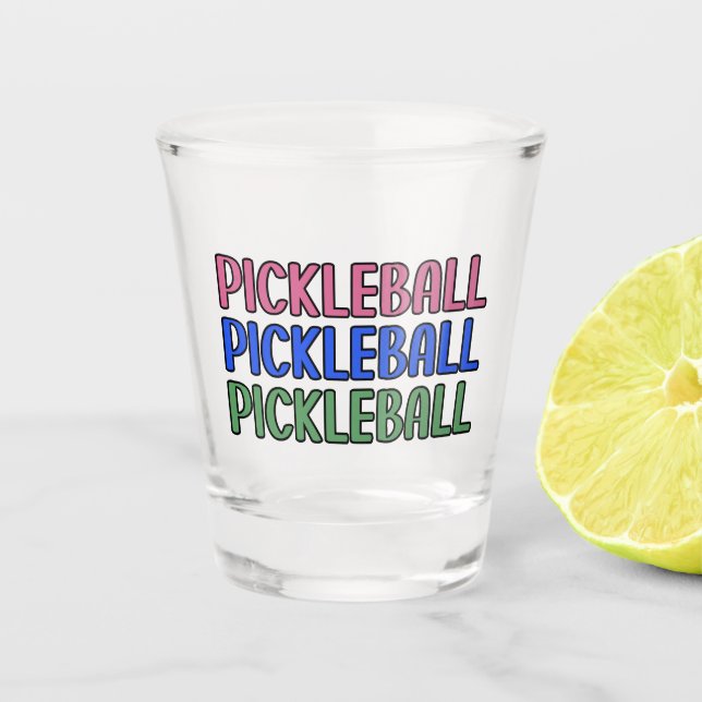 Verre A Shot Pickleball en Pink Blue Green Typographie (Devant)