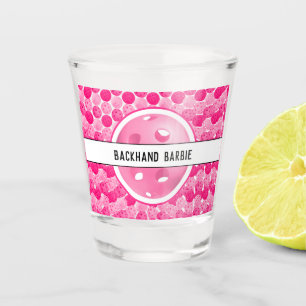 Verre A Shot Pickleball rose et blanc Pickleballs Personnalisé