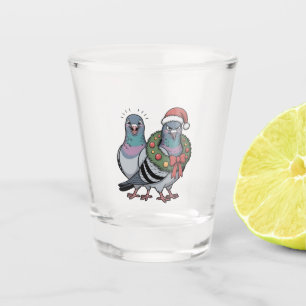 Verre A Shot Pigeons de Noël drôles Oiseaux de fête