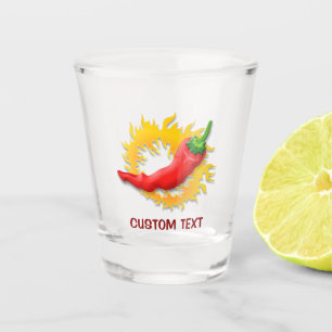 Verre A Shot Piments de chili avec flamme