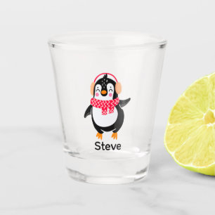 Verre A Shot Pingouin de Noël Jolly en écharpe avec des bouffée