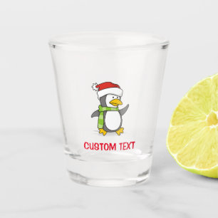 Verre A Shot Pingouin de Noël marchant sur la neige