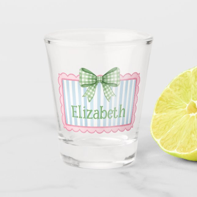 Verre A Shot Pink and Blue Frame With Green Gingham Bow (Devant)