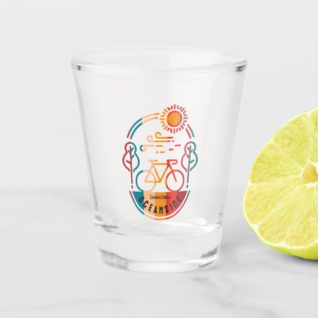 Verre A Shot Piste cyclable Retro Oceanside (Devant)