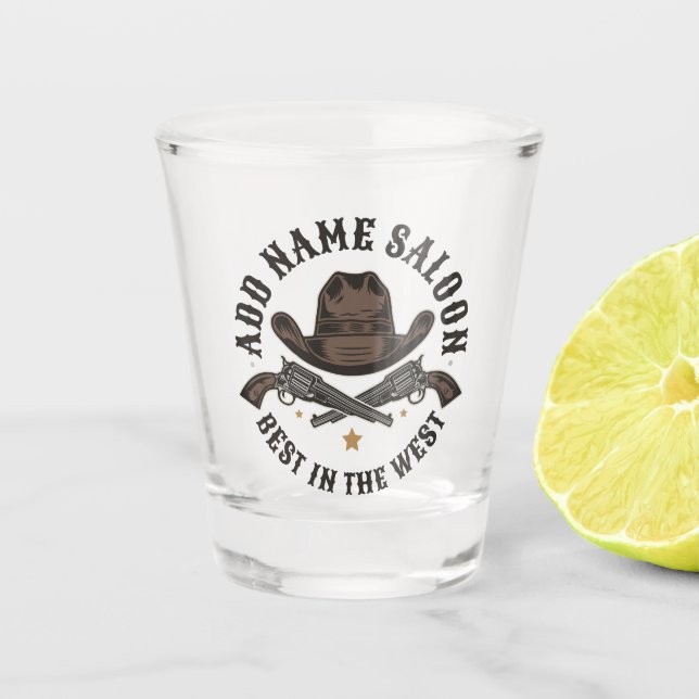 Verre A Shot Pistolets de cowboy antiques AJOUTER NOM Saloon du (Devant)