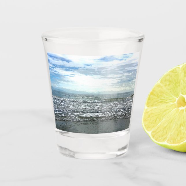 Verre A Shot Plage Abstrait Artistique Nautique Cadeau Favorise (Devant)