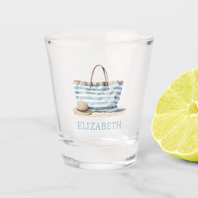 Verre A Shot Plage Bleu et Bleu Blancs Fourre-tout (Devant)
