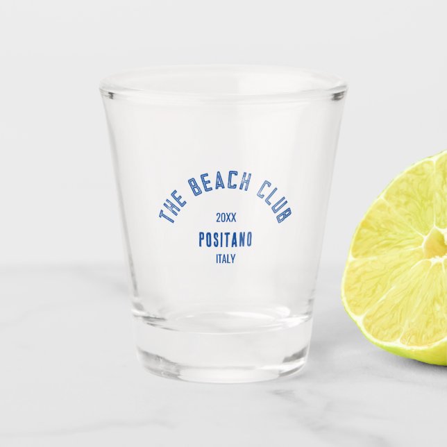 Verre A Shot Plage Club Positano Blue Custom Crest (Devant)