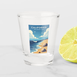 Verre A Shot Plage de Californie Vintage voyage Rétro en bord d