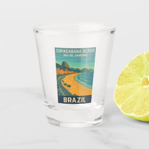 Verre A Shot Plage de Copacabana à Rio de Janeiro Vintage voyag