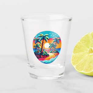 Verre A Shot Plage de coucher de soleil tropicale Relaxant Pixe