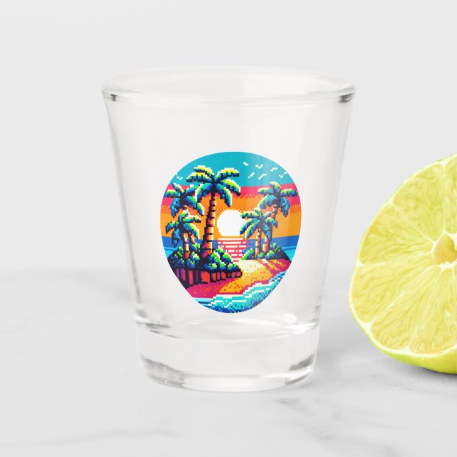 Verre A Shot Plage de coucher de soleil tropicale Relaxant Pixe (Devant)