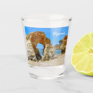 Verre A Shot Plage de l'Algarve et rochers au Portugal Souvenir