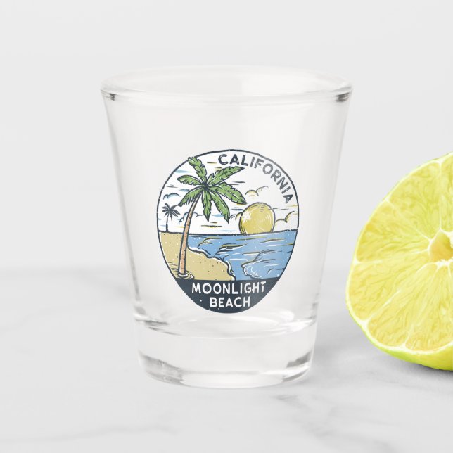 Verre A Shot Plage Moonlight San Diego Californie Vintage (Devant)