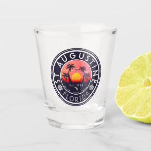 Verre A Shot Plage St Augustine Floride Palmiers Retro Sunset