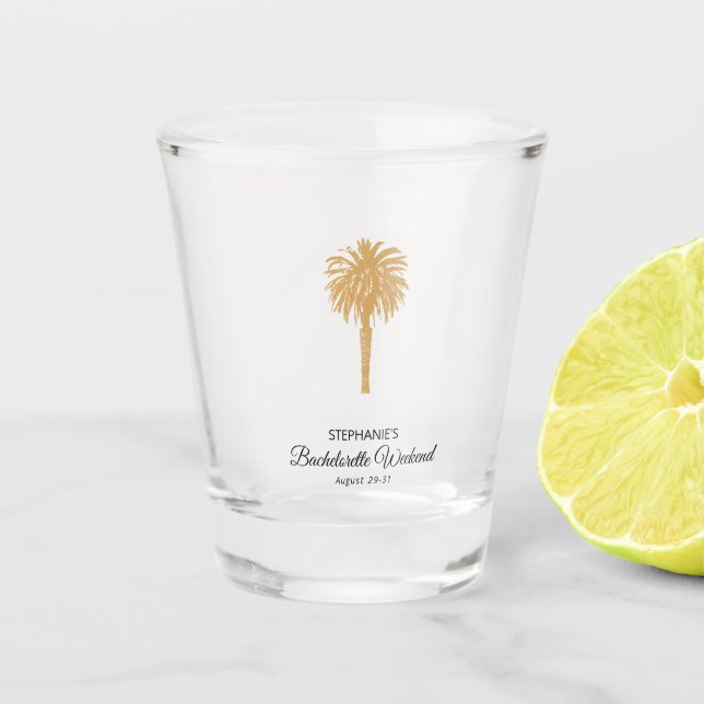 Verre A Shot Plage Tropicale Gold Palm Destination Bachelorette (Devant)