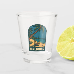 Verre A Shot Plage Vintage voyage rétro Maldives Island Pittore