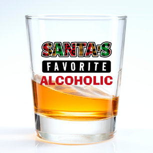Verre A Shot Plaid Père Noël Favori Alcoholic Funny Noël