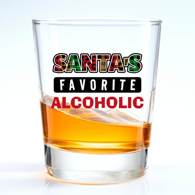 Verre A Shot Plaid Père Noël Favori Alcoholic Funny Noël (funny Christmas Santa's favorite alcoholic shot glass)