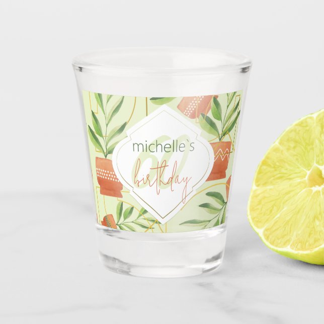 Verre A Shot Plantes frais en pots en céramique Aquarelle (Devant)