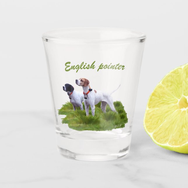 Verre A Shot Pointeur anglais, chasse aux oiseaux (Devant)