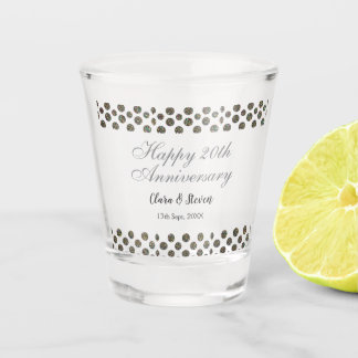 Verre A Shot points ARGENT scintillent joyeux 20e anniversaire