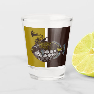 Verre A Shot Poisson Abstrait