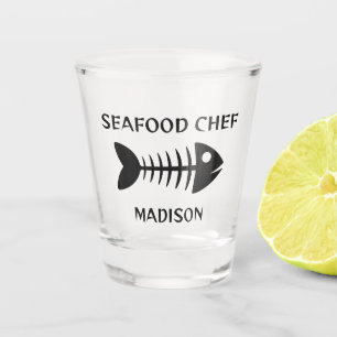 Verre A Shot Poisson de nom et de texte personnalisés