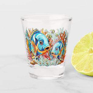 Verre A Shot Poissons Tropicaux Couleurs Vives Ambiance Été
