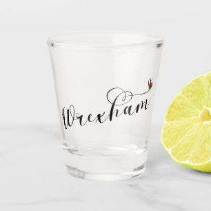 Verre A Shot Police Script Wrexham, Drapeau Gallois En Coeur