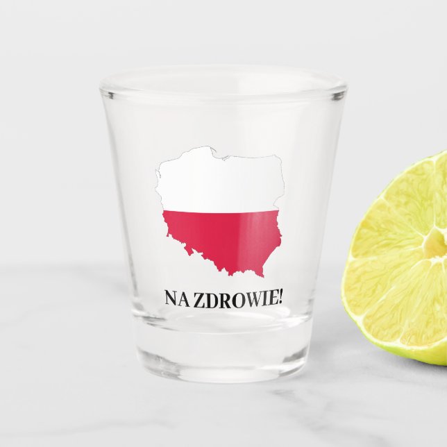 Verre A Shot Pologne Carte du drapeau polonais Na Zdrowie (Devant)